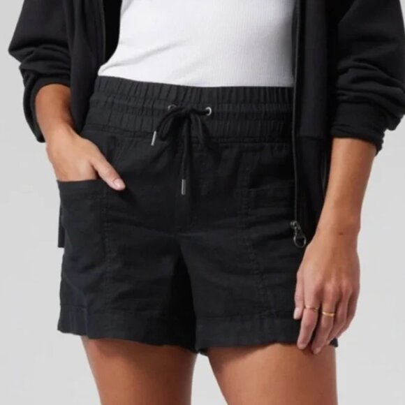 Athleta Cabo Linen 4" Short Women's Sz 6 Black - Picture 1 of 11